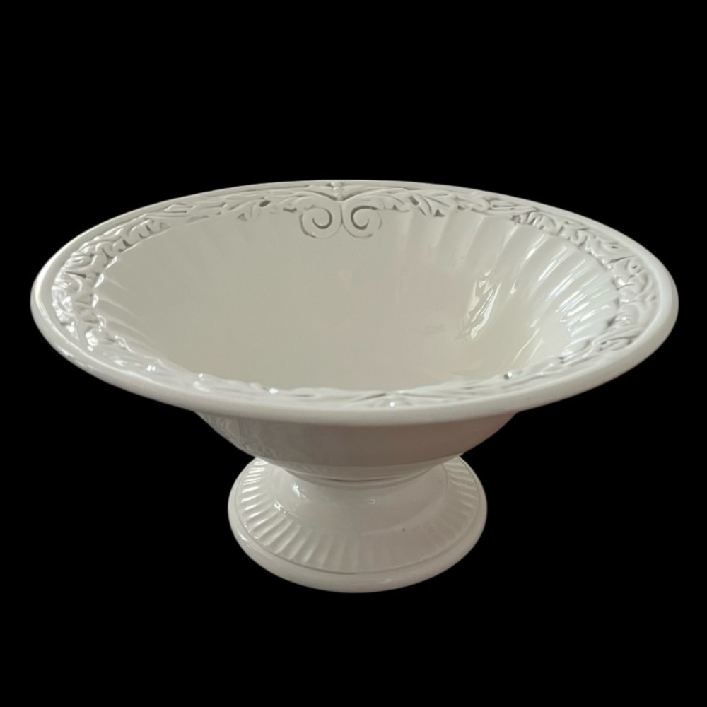 American Atelier at Home Athena Ironstone Footed Bowl 5166 White Ironstone EUC